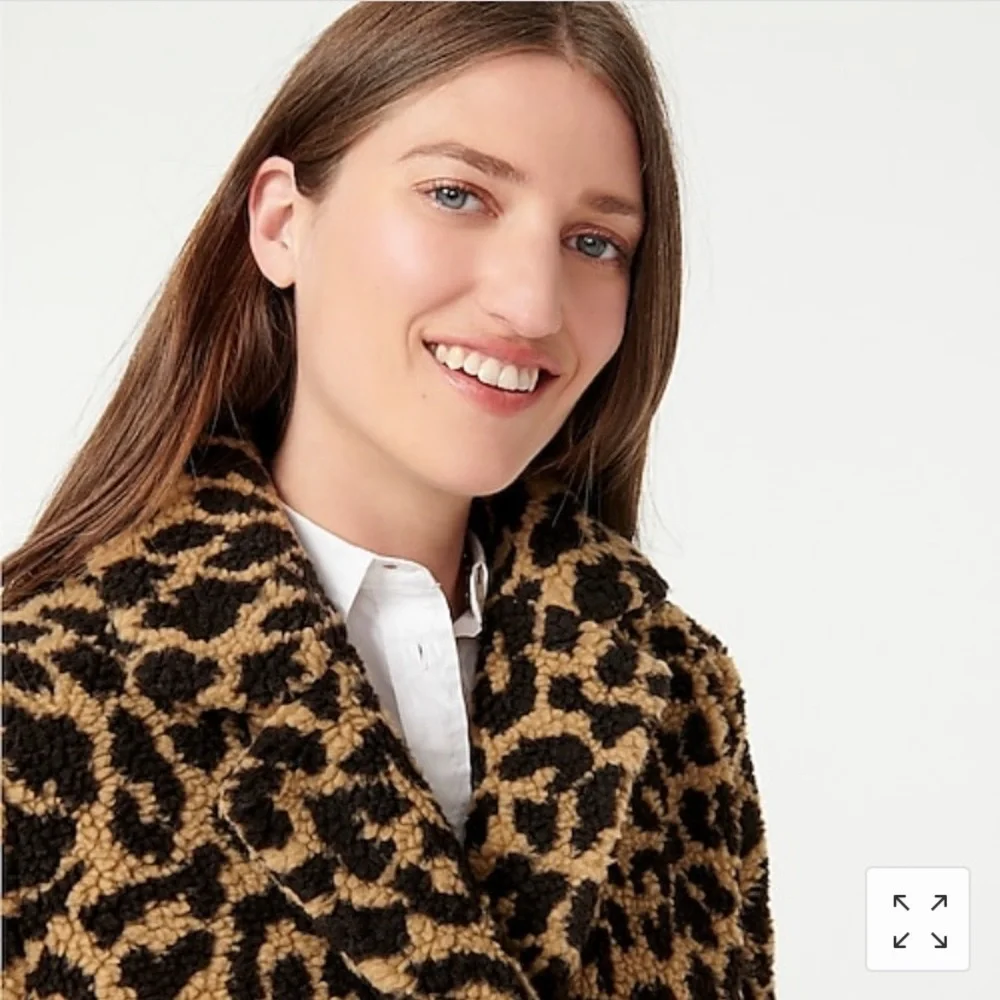 NWT J Crew Teddy sherpa topcoat in leopard XXS